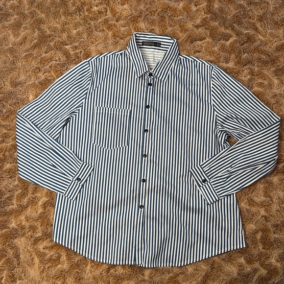 Zanzea Collection Blue Striped Women’s Shirt size 16 - Picture 3 of 11